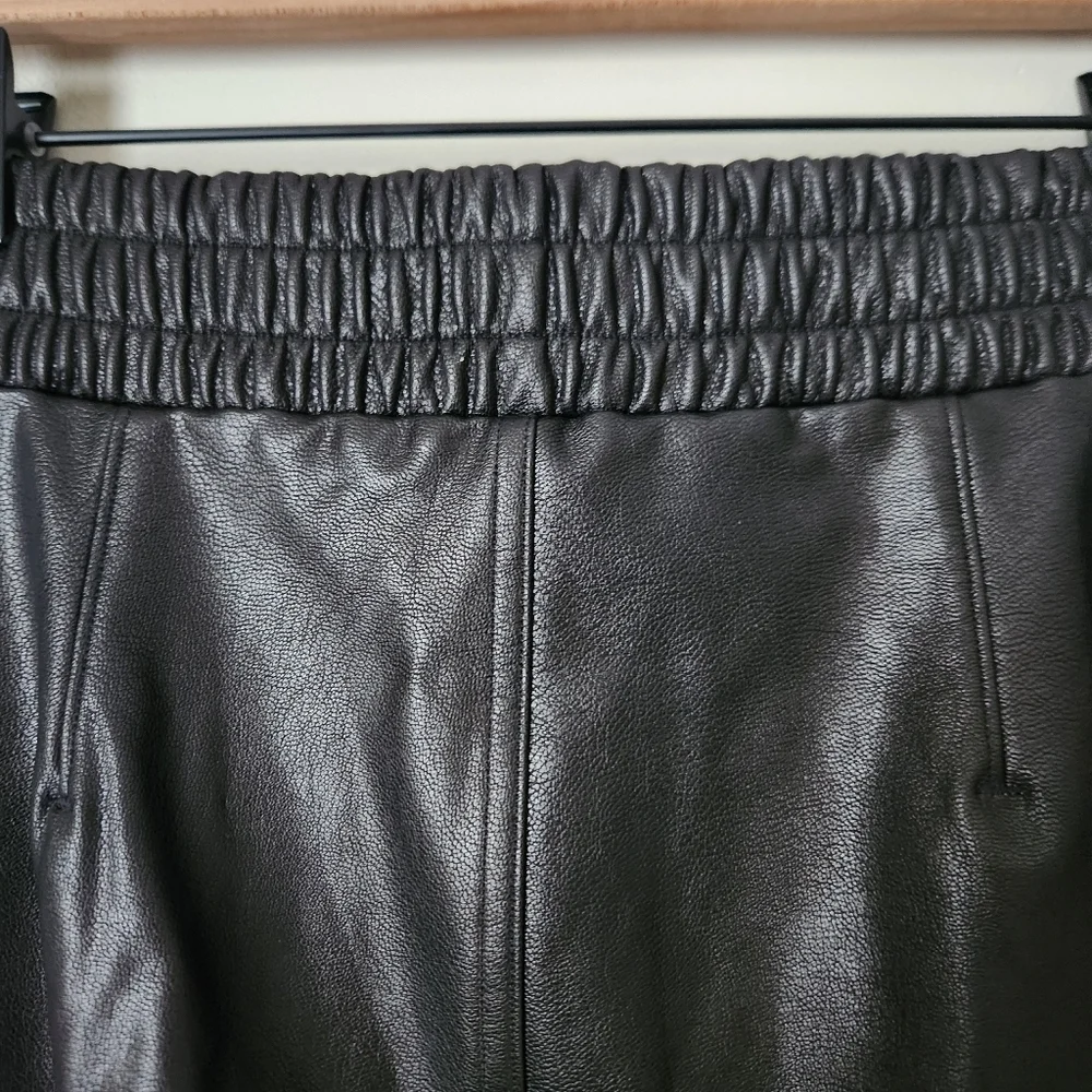 SPANX | Leather Like Pull On Black Joggers - Size S